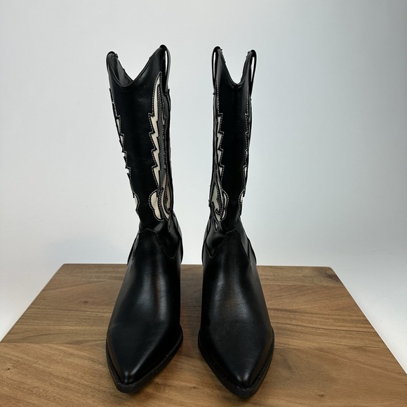 Womens‎ Billini Norva Black Faux Leather Western Pointed Toe Boots Size 7 M EUC - Picture 3 of 7